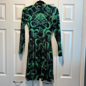 Blackmilk Cthulhu Velvet Long-sleeve Longline Skater Dress